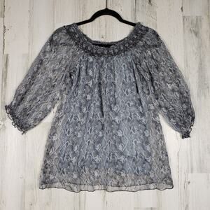 Bailey 44 Sheer Lined Off-The-Shoulder Silk Snake Print Top Women's Size Small